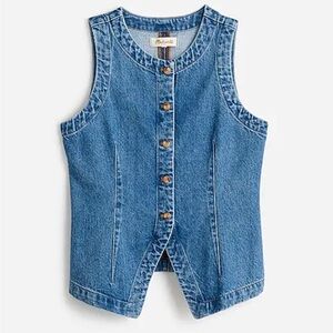 Denim Crewneck Vest in Java Wash